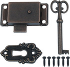 Vintage Skeleton Lock With Key  Antique Decorative Cabinet Lock For Chest Cupboa