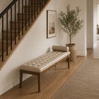 66 upholstered End Of Bed Bench With Headrest  Button Tufted Accent Window Bench