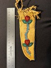 Vintage Native American Style Beaded Leather Knife Sheath Pouch Handmade