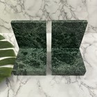 Vintage 90s Green Marble Stone Bookends Set Square Solid Book Decor L Shaped