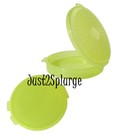 Tupperware Set 2 Pill Keepers Mini Round Hinged Clamshell Pocket Container Green