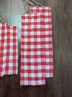 Set 6 Fabric Flat Pouchets bags Hm W up-cycled Vtg Tablecloth W red-white Checks