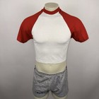 Vintage Belly Shirt Mens Medium Sportswear Crop Raglan Skate 70s 80s Usa New Red