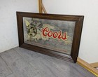 Vintage 1980 Coors Beer Mirror Bar Sign Wood Frame Wall Man Cave Pub Decor