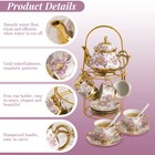20-piece Purple Ceramic Tea Set With Gold Shelf 6 Plates 6 Spoons  For Tea Party
