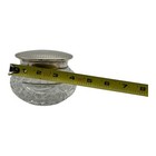 Vintage Powder Case 1940s Canada Etched Chrome Lid Crystal Cut Base Dresser Jar