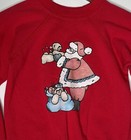Vintage Red Raglan Santa Sweatshirt Hanes Made In Usa Kids Size 8 - Small