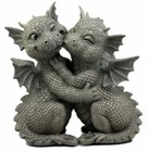 Fiery Romance Hatchling Dragon Lovers Garden Statue Faux Stone Resin Finish 10 h