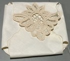 Set Of 4 Bread Cover Bread  Basket Liner Appliqu    Embroidered Scalloped Beige