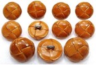 Atbutton  11 Piece Set Of Genuine Leather Buttons   Antiqued Natural Tan