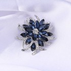 Fashion Blue Crystal Rhinestone Flower Plant Bridal Bouquet Brooch Pin Women Hot