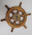 Wooden Brass Ships Wheel Nautical Maritime Wall Pirate Decor 12in