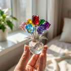 2026 Crystal Colorful Rose Flower Collectible Figurine Glass Flowers With Vase