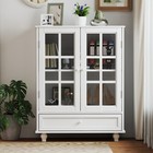 Minimalist Buffet Cabinet With Double Glass Doors modern Storage Sideboard