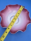 Antique Victorian Ruffled Pink Cased Glass Bride s Bowl Lamp Shade Style 10 In