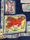 Vtg 60   s Glentex All Silk Phsycedellic Zodiac Abstract Jazzy Scarf 30   x33   