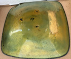 Vintage Mid Century Modern Enamel On Copper Yellow Green Abstract Art Dish