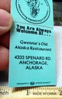 Vintage Alaska Matchbook Cover  Gwennies Old Alaska Restaurant Anch  No Matches