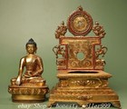 Old Tibet Copper 24 K Gold Gilt Painting Beast Shakyamuni Amitabha Buddha Statue