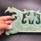 Old Chinese Han Dynasty Turquoise Carved Dragon Fengshui Yubi  467