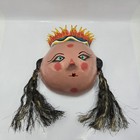 Vintage Mexican Folk Art Coconut Shell Mask Wall Hanging 