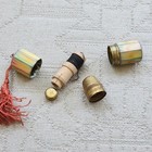 Vtg Travel Sewing Case Holder Painted Enamel Brass Thimble Thread W  Tassel Read