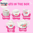 17 Pieces Floral Miniature Porcelain Ceramic Tea Set - Pretend Play Kids Toy Min