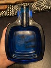 Vintage Mcm Viking Glass Blue Bluenique Heavy Square Monogram    m    Ashtray