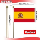 16 Pack Small Spain Flags On Stick - Mini Spainish Flags With Kid-safe Spear    