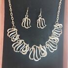 Vintage Style Mid Century Modern Silvertone Earrings   Necklace