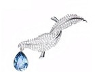 3 4ct Pear Cut Lab Created Aquamarine Women s Brooch Pin 14k White Gold Finish