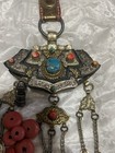 Antique Lot  Tibetan Coin Purse  Silver Capped Beads  Sherpa Coral  And Seal