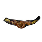 Vtg Vintage 1970s 70s Artisan Hand Made Dragon Brass Black Leather Belt
