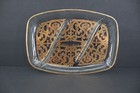 Georges Briard 22k Gold Filigree Divided Glass Serving Tray Mcm Barware Signed