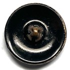 Medium Antique Black Glass Button Imitating Glass In Metal