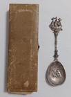 Antique Dutch 800 Silver Spoon W case  Clipper Ship Dutch Children Marked 34  Gr