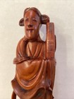 Vintage Chinese Wooden Hand Carved Statue Wise Old Man Figurine With Book  h
