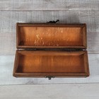 Wood Trinket Box Painted Textured Fabric Top Hinged Lid Hand Made Boho Decor
