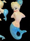 1963 Vintage Ceramic Mermaid Mom  Babies And Bubble Wall Plaques