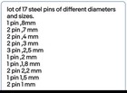 Lot Of 17 Steel Pins Of Different Diameters And Sizes