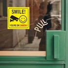 2 Pc Smile You   re On Camera Sign Funny Security Signs With Smile Decal 4   x4   
