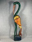 Vtg Hand Carved Wood Bird Egret Heron Sculpture 31  Folk Art Colorful Indonesia
