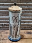 Vintage 1960s Nos Barbicide Disinfectant Comb Jar Barber Shop Blue Rubber Bottom