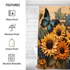 Sunflower Shower Curtain Waterproof Shower Curtain Flowers Hooks Bath Curtain   