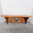Vintage Wooden Wall Shelf Heart Cut Out Hand Painted Floral 2 Pegs Cottagecore