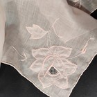 Vintage Madeira Pink Rose Rolled Edge Hand Embroidery Linen 14  Handkerchief 