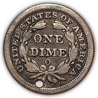 1853-o Arrows Seated Liberty Silver Dime Extremely Fine Xf Coin  Holed  23609
