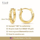 14k Real Solid Gold Hand Engraved Diamond-cut Round Small Hoops Earrings 13mm
