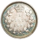 1893 Canada 5 Cents Silver Queen Victoria Better Grade Coin 5c Km 2