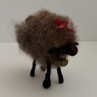 Vintage Woolly Fuzzy Sheep Figurine Hand Crafted Cottage Core Primitive Fluffy